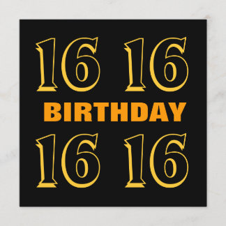 16th Teen Birthday Modern Gold and Black W1015 Card
