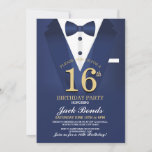 16th Tuxedo Black Tie Birthday Party Suit Navy Invitation<br><div class="desc">16th Birthday Spy Suit Black tie Gold Invitation - Sweet 16th

SIMPLY CHANGE THE TEXT TO SUIT YOUR PARTY. Back print included.</div>