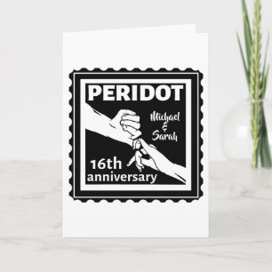 16th wedding anniversary black and white hands card