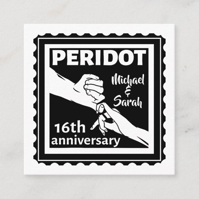 16th wedding anniversary black and white hands enclosure card (Front)
