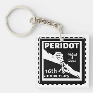 16th wedding anniversary black and white hands key ring