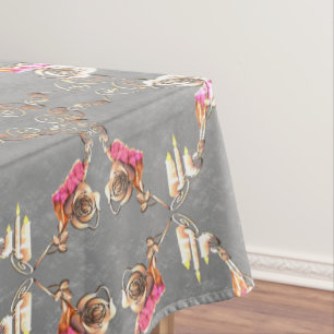 16th Wedding Anniversary Candles & Statice Flower Tablecloth