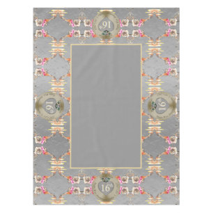16th Wedding Anniversary Candles & Statice Flower Tablecloth
