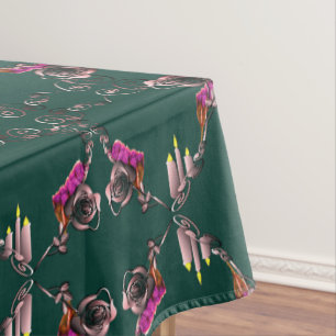  16th Wedding Anniversary Candles & Statice Flower Tablecloth