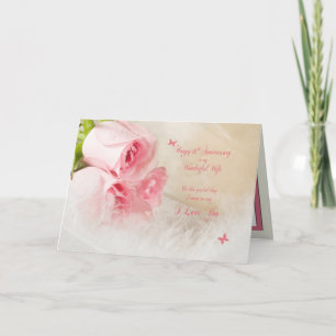 16th Wedding anniversary for wife with roses Card