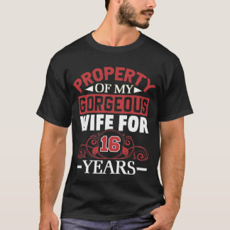 16th Wedding Anniversary Gift for Husband 16 Years T-Shirt