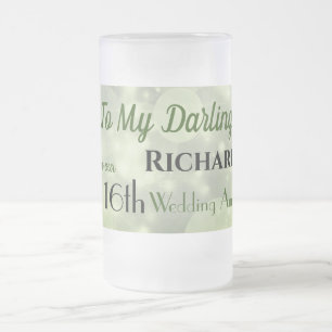 16th Wedding Anniversary Husband Frosted Glass Beer Mug
