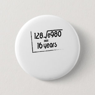 16th Wedding Anniversary or 16th Birthday Gift 6 Cm Round Badge