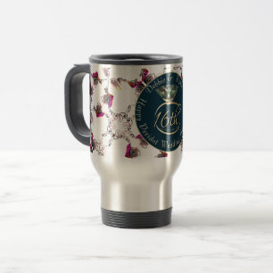 16th Wedding Anniversary Peridot Roses on Navy  St Travel Mug
