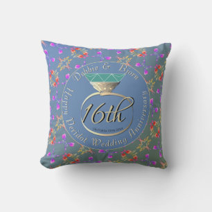 16th Wedding Anniversary Peridot & Sea Lavender  T Cushion