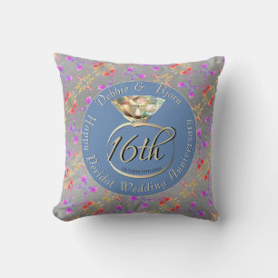 16th Wedding Anniversary Peridot & Sea Lavender T Cushion