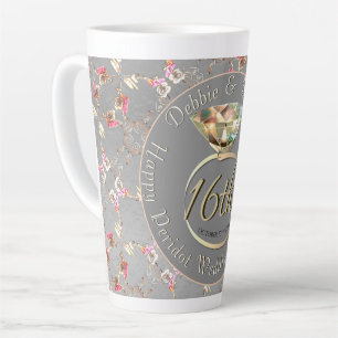 16th Wedding Anniversary Peridot & Silver  Latte M Mug