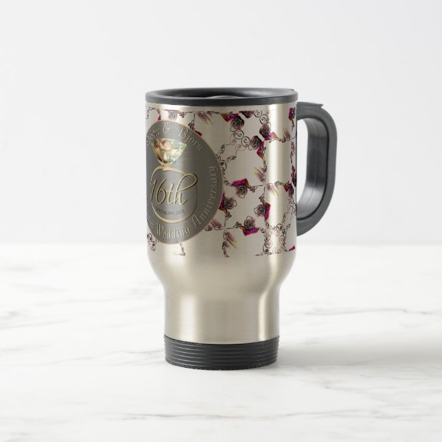 16th Wedding Anniversary Peridot & Silver   Travel Travel Mug (Front Right)