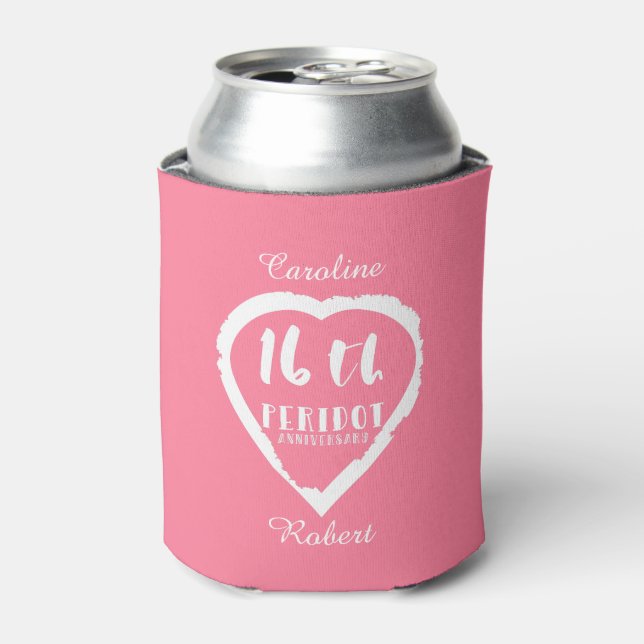 16th Wedding anniversary traditional peridot Can Cooler (Can Front)
