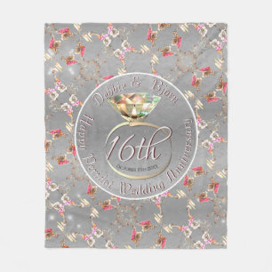 16th Wedding Anniversary Wax, Peridot & Satice Flr Fleece Blanket