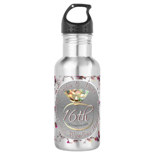 16th Wedding Anniversary Wax, Statice, & Peridot  532 Ml Water Bottle