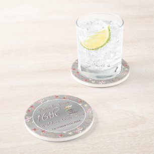 16th Wedding Anniversary Wax, Statice, & Peridot Coaster