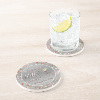 16th Wedding Anniversary Wax, Statice, & Peridot  Coaster