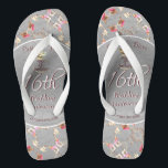 16th Wedding Anniversary Wax, Statice, & Peridot  Flip Flops<br><div class="desc">Sometimes simply stating their special milestone in elegant graphics for her,   is the best gift,  especially designed to the traditional sixteenth gemstone,  peridot,  the statice flower and of course,  wax candle graphics.</div>