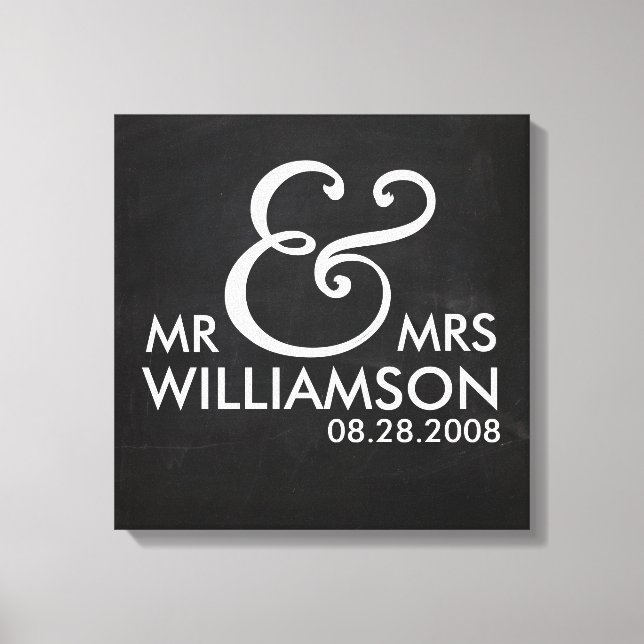 16x16 Chalkboard Wrapped Canvas Wedding Date Art (Front)