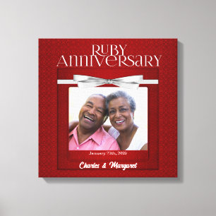 16x16 Ruby 60th Anniversary Photo Name Canvas Print