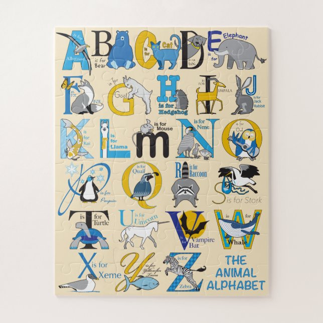 16x20 Animal Alphabet Puzzle for Colorblind Kids (Vertical)