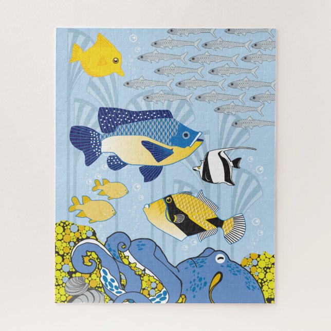 16x20 Art Deco Ocean Puzzle for Colorblind People (Vertical)