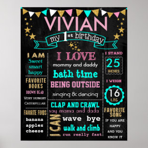 16x20" Birthday chalkboard sign personalized