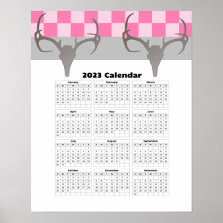 16x20 Deer Skull Antlers 2023 Hunter Calendar Poster