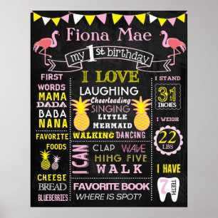 16x20" Flamingo Pineapples Birthday sign board