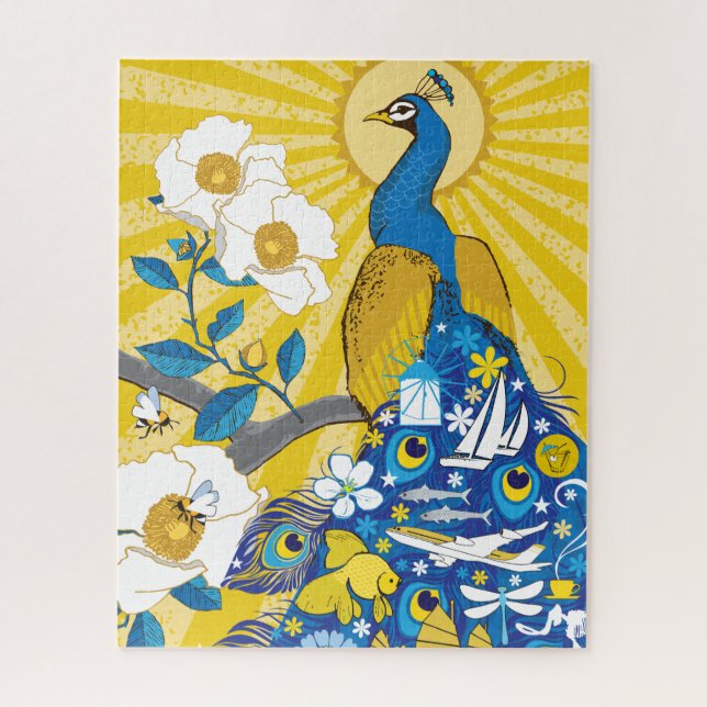 16x20 Peacock Puzzle for Colorblind People (Vertical)