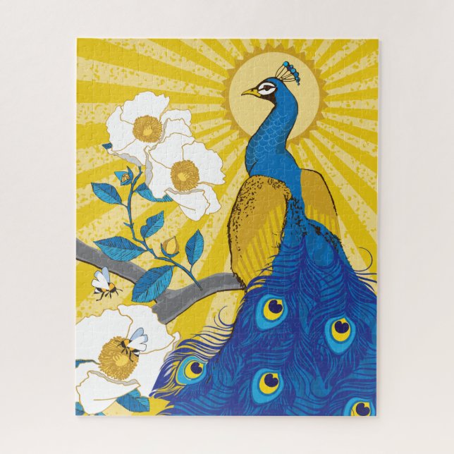 16x20 Pretty Peacock Puzzle for Colorblind People (Vertical)