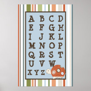 16x24 Nursery Art ABC Chart Laguna Beach Turtle Fr
