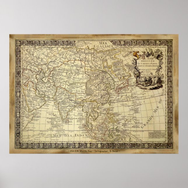 1700 AD OLD WORLD MAP Art Poster (Front)