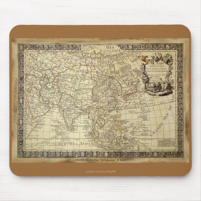 1700 ANTIQUE World MAP Mousepad (Front)