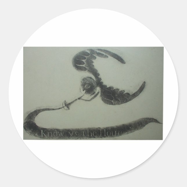 1700s Angel Of Death American Grave Rubbing Design Classic Round Sticker (Front)