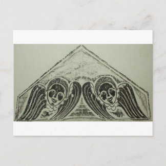 1700s Grave Rubbing Winged Cherubs Design Postcard