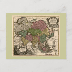 1700's Map of Asia Postcard