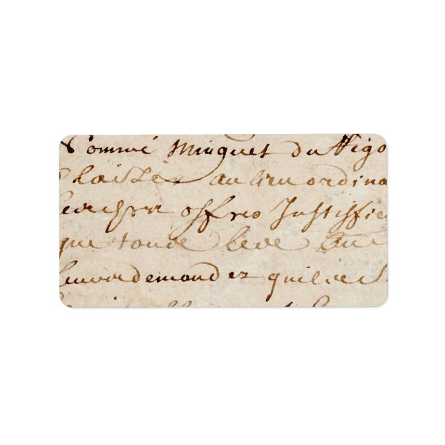 1700s Vintage French Script Grunge Parchment Paper Label (Front)