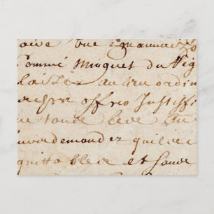 1700s Vintage French Script Grunge Parchment Paper Postcard