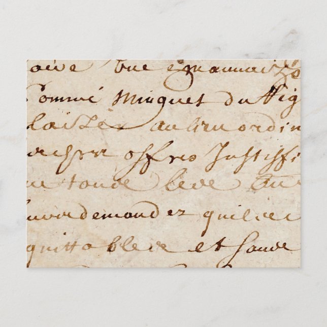1700s Vintage French Script Grunge Parchment Paper Postcard (Front)