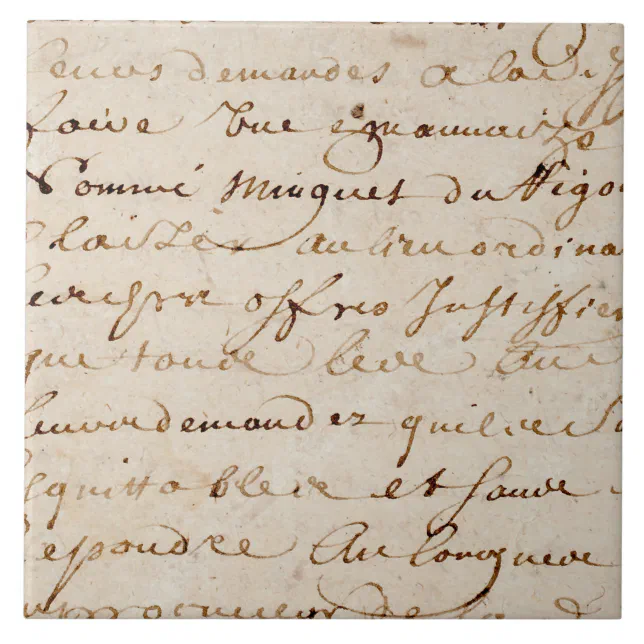 Colonial French Script 1700s Vintage French Script Grunge Parchment Paper Tile | Zazzle