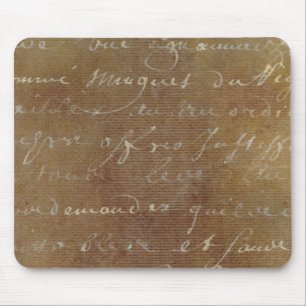 1700s Vintage French Script Tan Parchment Paper Mouse Mat