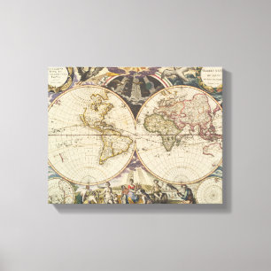 1702 A new map of the world Canvas Print