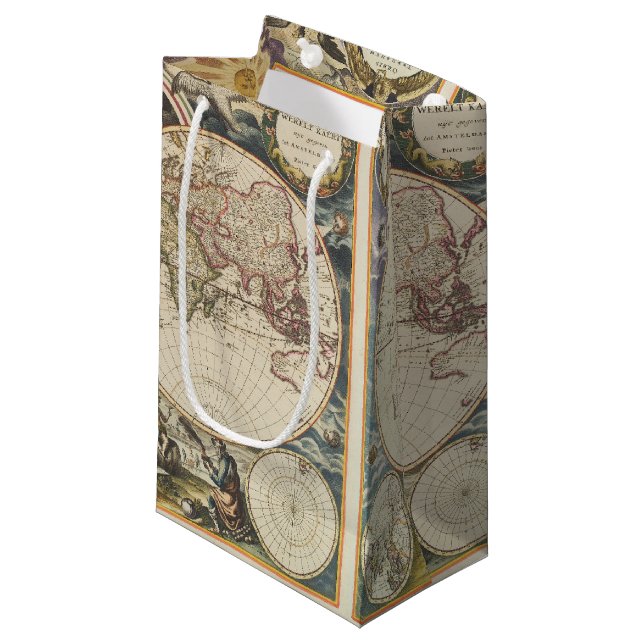 1702 A new map of the world Small Gift Bag (Front Angled)