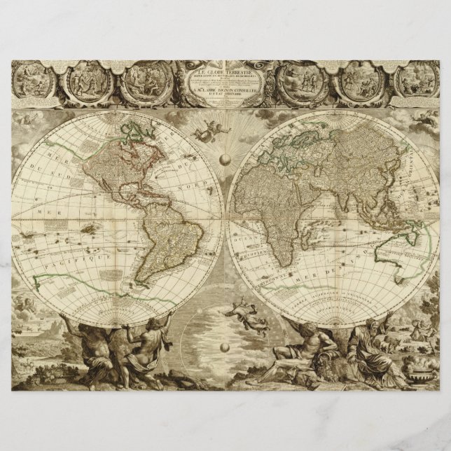 1708 World Map by Jean Baptiste Nolin (Front)
