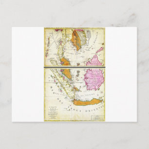 1710 Ottens Map of Southeast Asia Singapore Thai Postcard