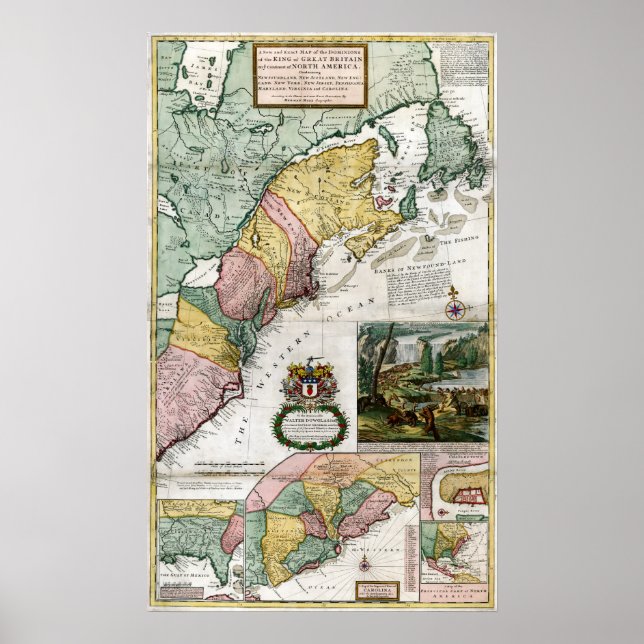 1715 Map of British Colonies in America Poster (Front)