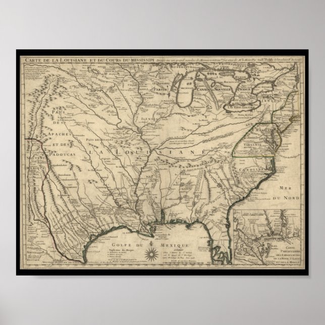 1718 Delisle Map of America Poster (Front)