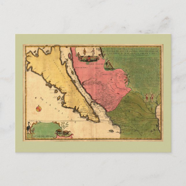 1720 Map - La Californie ou Nouvelle Caroline Postcard (Front)
